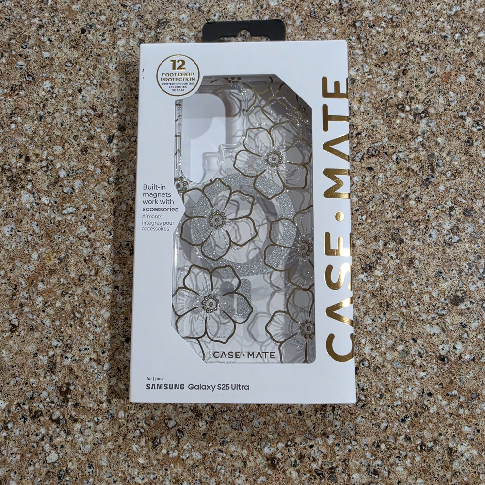 case-mate Clear Phone Case with Gold Floral Design